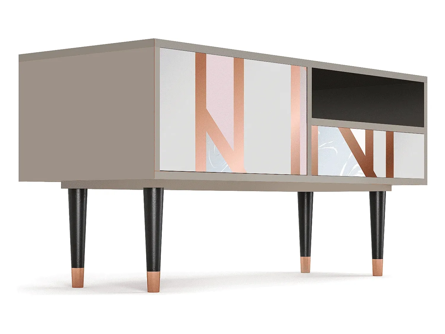 Móvel De Tv| Mueble de TV - 115х59х48 cm - T3 - Champagne Story, Areia Bege
