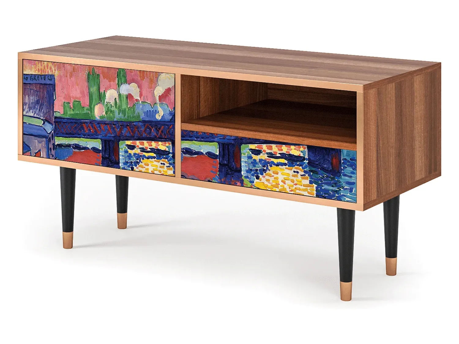 Móvel De Tv* Mueble de TV - 115х59х48 cm - T3 - Charing Cross Bridge, Nogueira Castanho