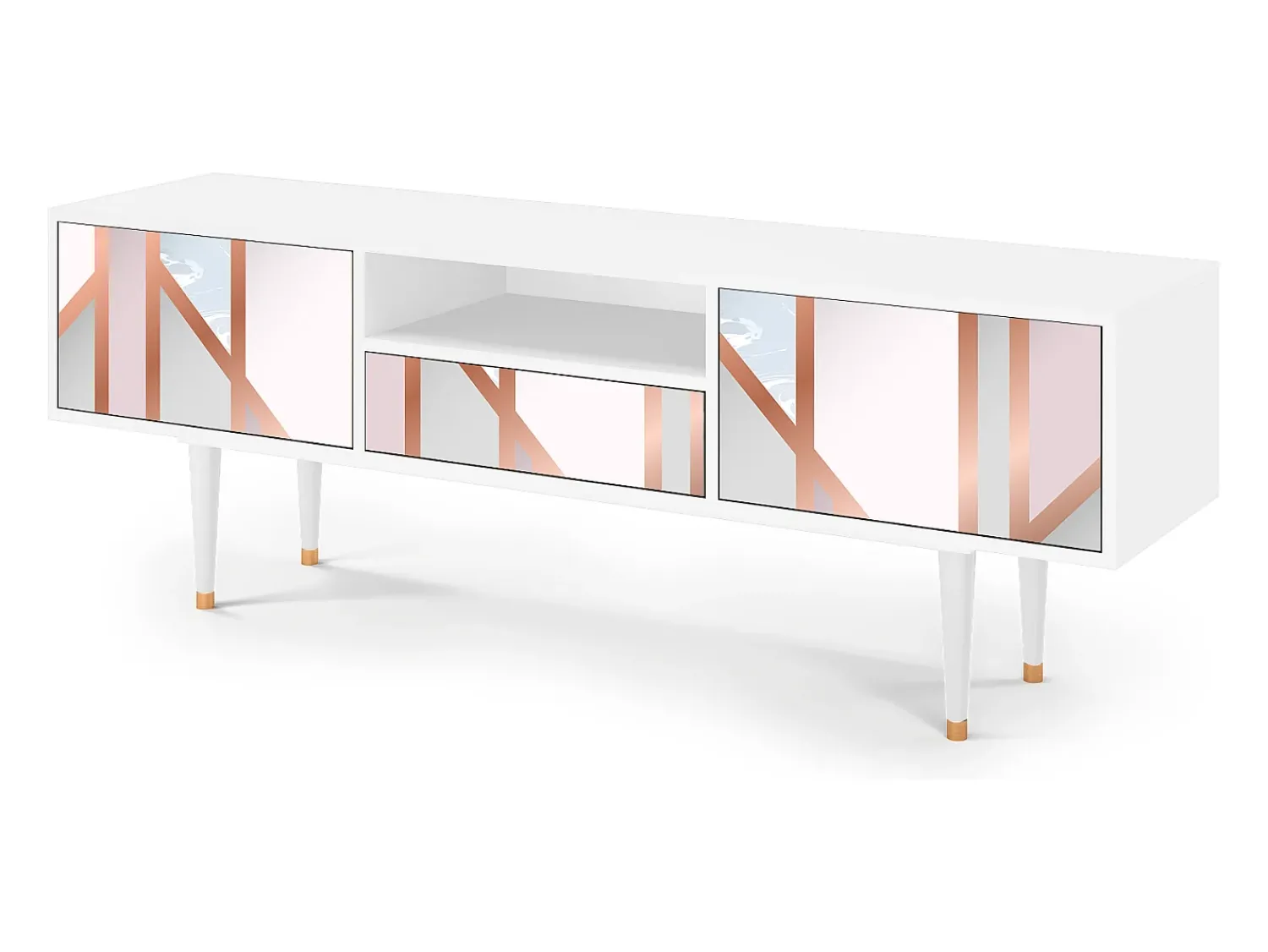 Mueble de TV - 170х59х41 cm - T6 - Champagne Story, Branco^ Móvel De Tv