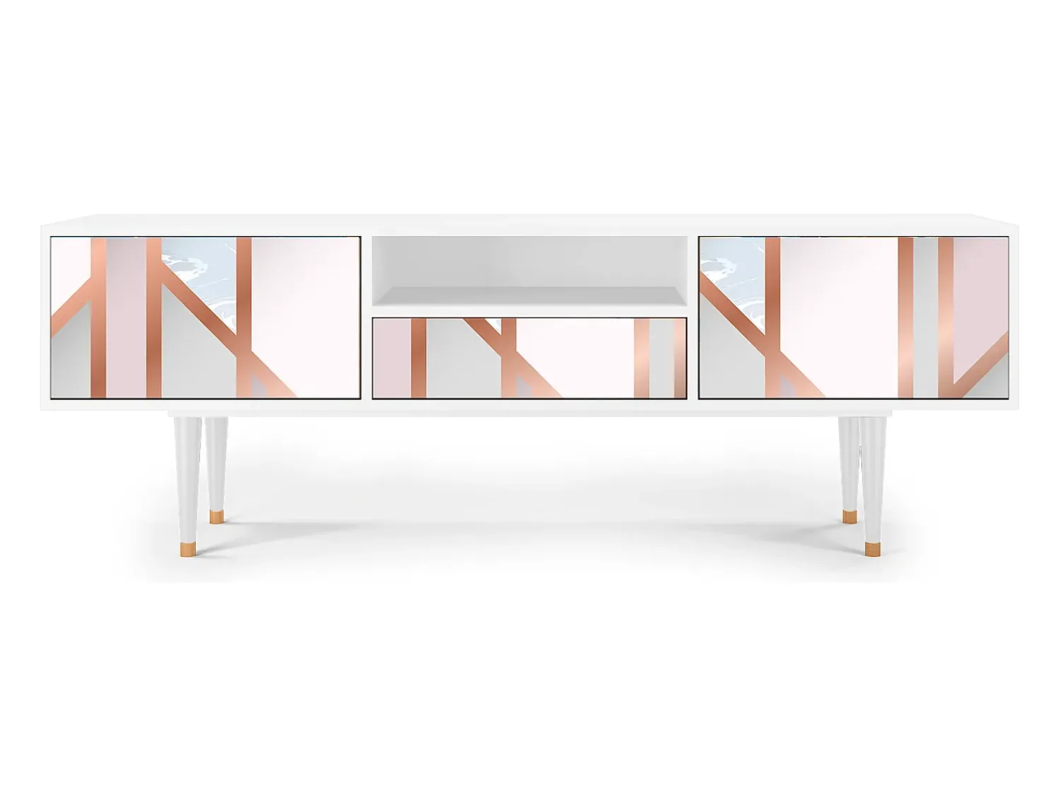 Mueble de TV - 170х59х41 cm - T6 - Champagne Story, Branco^ Móvel De Tv