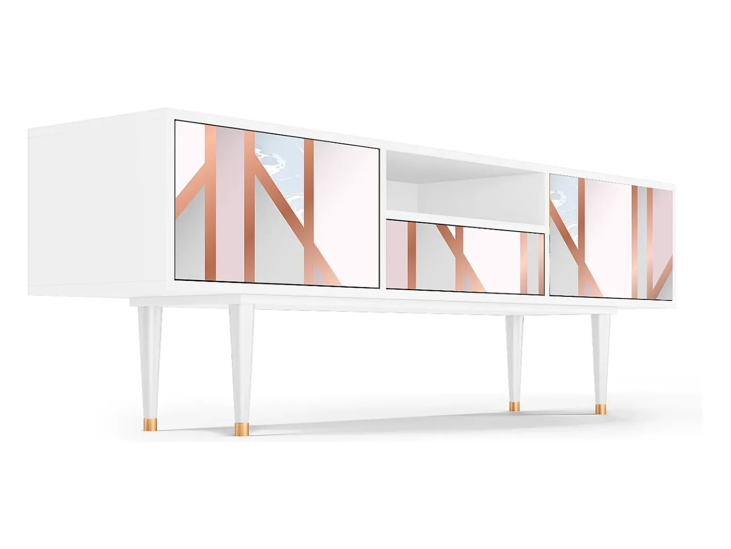 Mueble de TV - 170х59х41 cm - T6 - Champagne Story, Branco^ Móvel De Tv