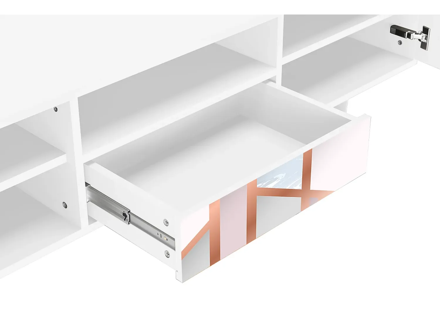 Mueble de TV - 170х59х41 cm - T6 - Champagne Story, Branco^ Móvel De Tv