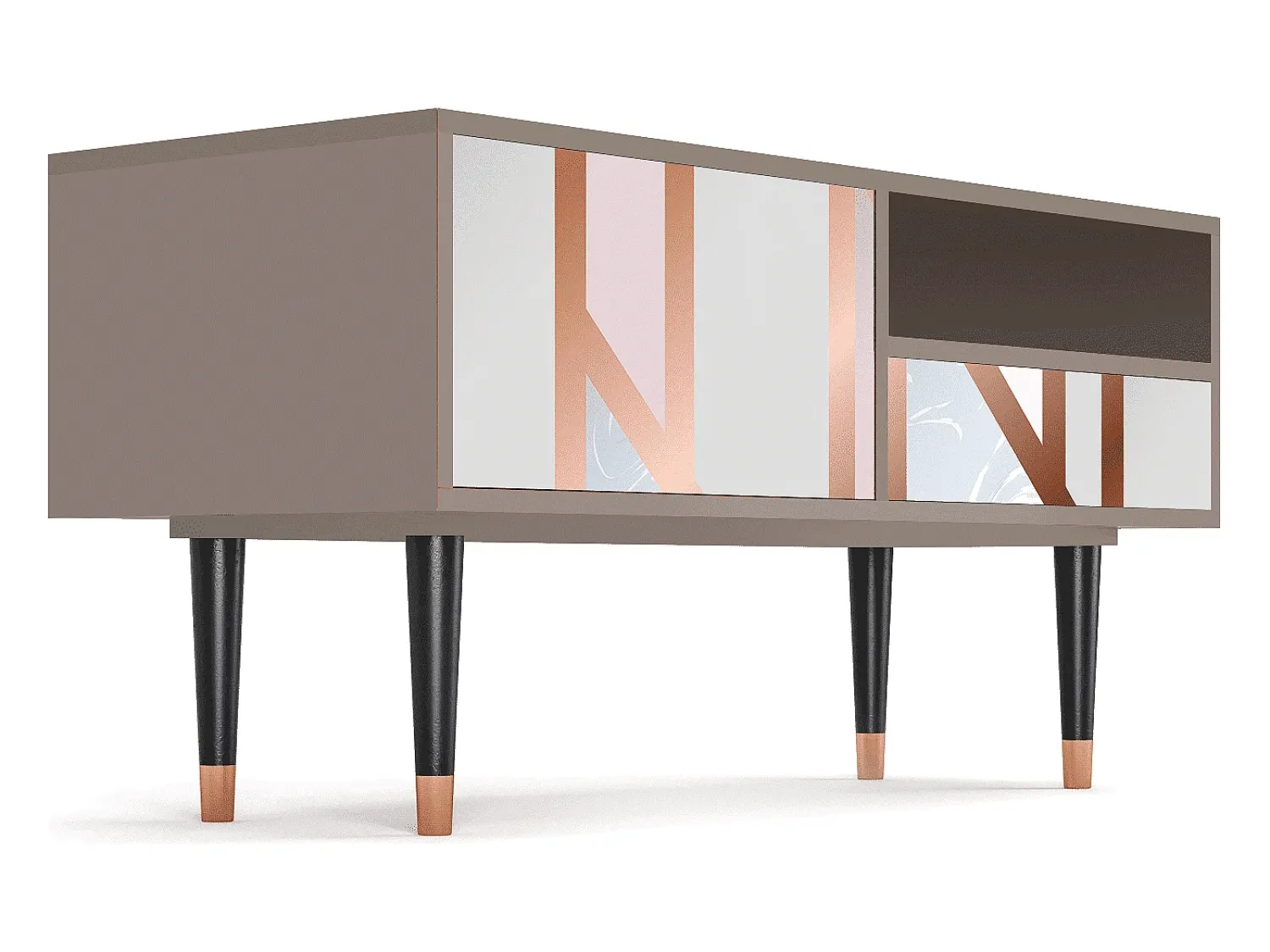 Móvel De Tv| Mueble de TV - 115х59х48 cm - T3 - Champagne Story, Latte Bege
