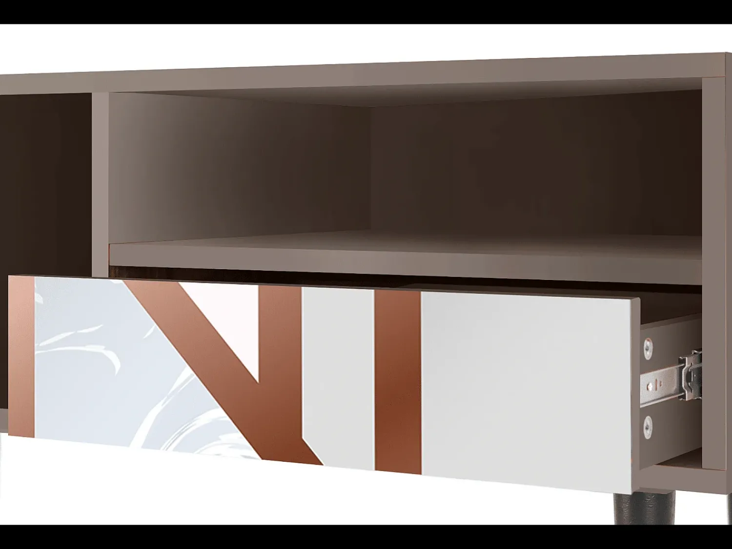 Móvel De Tv| Mueble de TV - 115х59х48 cm - T3 - Champagne Story, Latte Bege