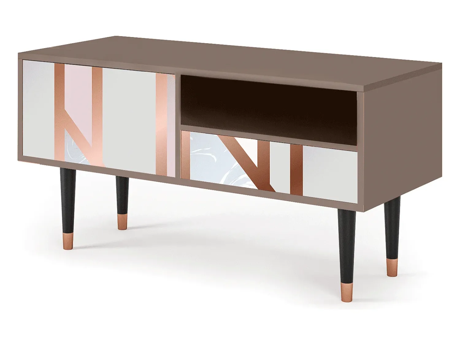 Móvel De Tv| Mueble de TV - 115х59х48 cm - T3 - Champagne Story, Latte Bege
