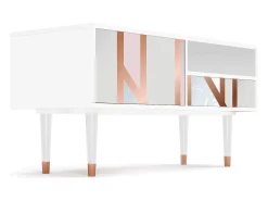Móvel De Tv* Mueble de TV - 115х59х48 cm - T3 - Champagne Story, Branco Bege