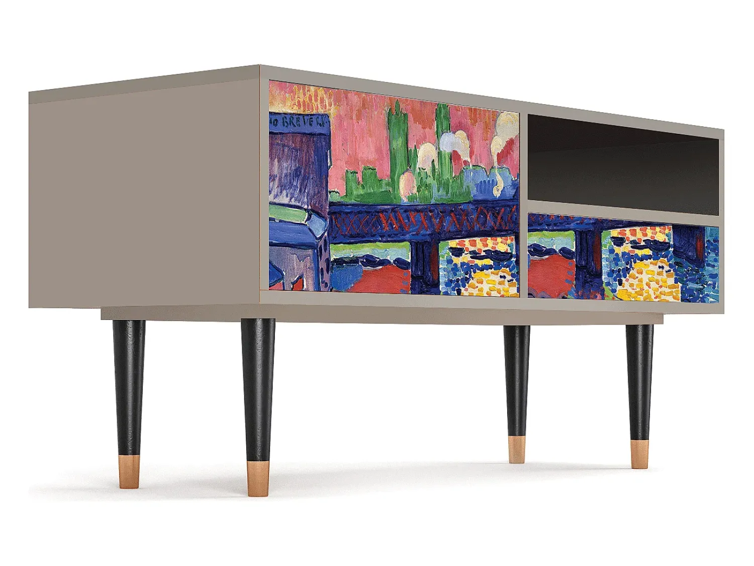 Móvel De Tv| Mueble de TV - 115х59х48 cm - T3 - Charing Cross Bridge, Areia Bege