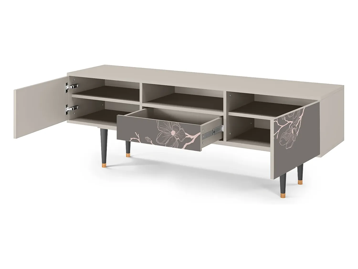 Móvel De Tv* Mueble de TV - 170х59х41 cm - T6 - Cherry Blossom, Areia Bege