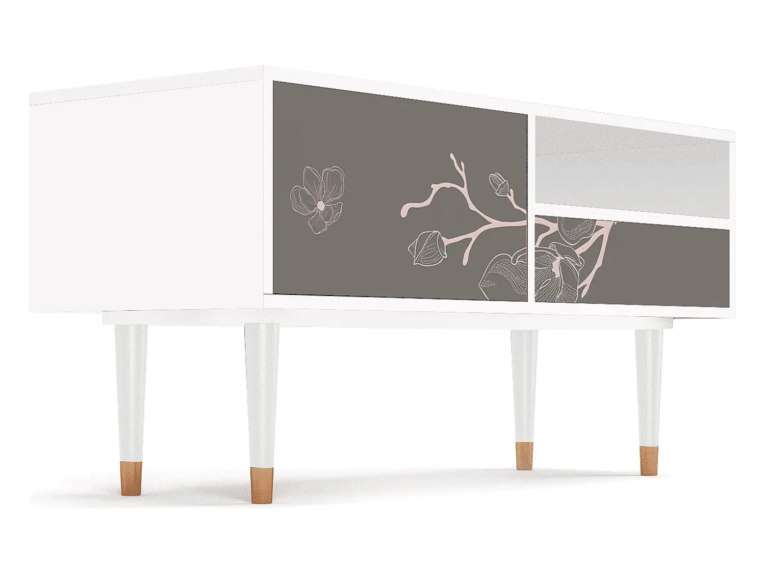 Móvel De Tv* Mueble de TV - 115х59х48 cm - T3 - Cherry Blossom, Branco Bege