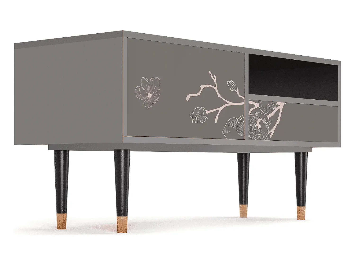 Móvel De Tv* Mueble de TV - 115х59х48 cm - T3 - Cherry Blossom, Cinza Cinzento