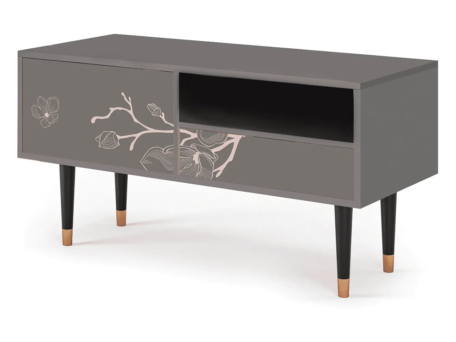 Móvel De Tv* Mueble de TV - 115х59х48 cm - T3 - Cherry Blossom, Cinza Cinzento