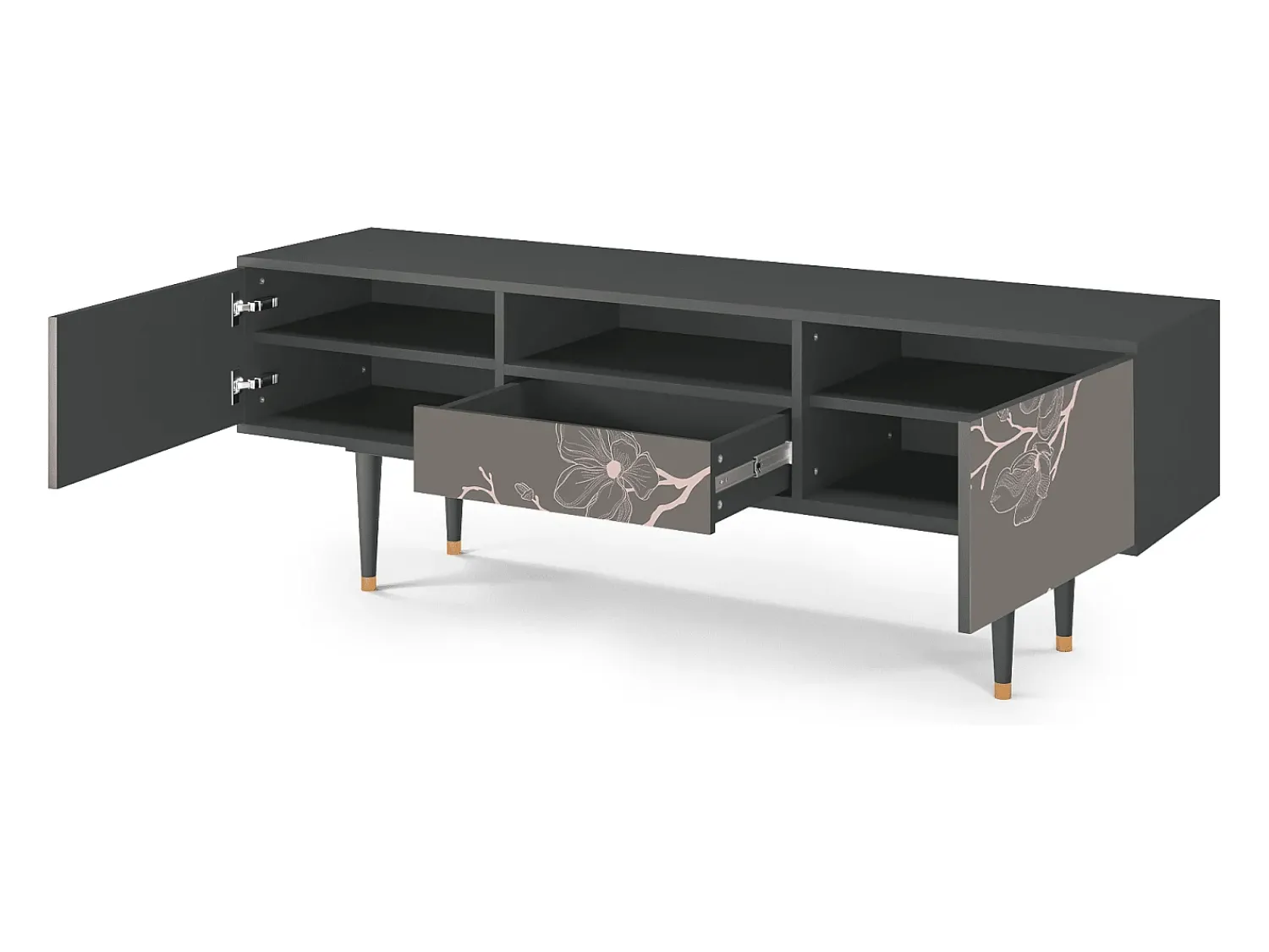 Móvel De Tv| Mueble de TV - 170х59х41 cm - T6 - Cherry Blossom, Antracite Cinza antracite