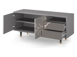 Outlet Mueble de TV - 125х56х41 cm - T7 - Cherry Blossom, Cinza Cinzento