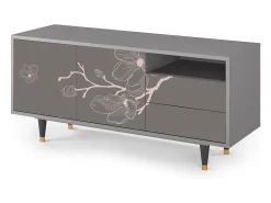 Outlet Mueble de TV - 125х56х41 cm - T7 - Cherry Blossom, Cinza Cinzento