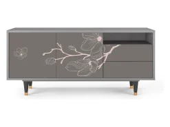 Outlet Mueble de TV - 125х56х41 cm - T7 - Cherry Blossom, Cinza Cinzento
