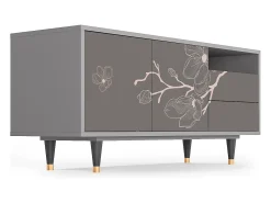 Outlet Mueble de TV - 125х56х41 cm - T7 - Cherry Blossom, Cinza Cinzento
