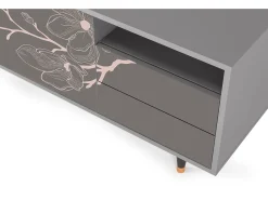 Outlet Mueble de TV - 125х56х41 cm - T7 - Cherry Blossom, Cinza Cinzento