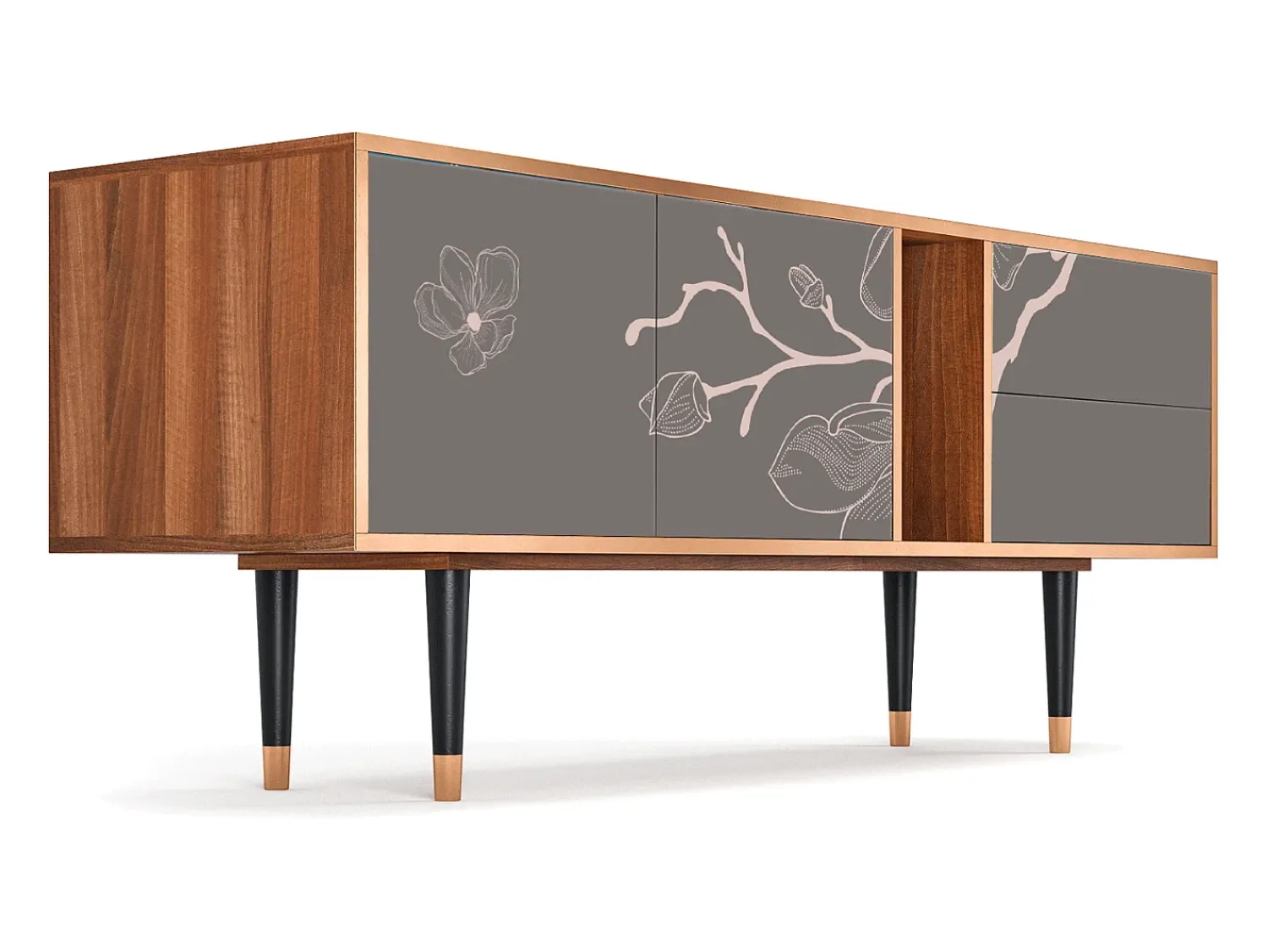 Móvel De Tv| Mueble de TV - 170х69х48 cm - T1 - Cherry Blossom, Nogueira Castanho