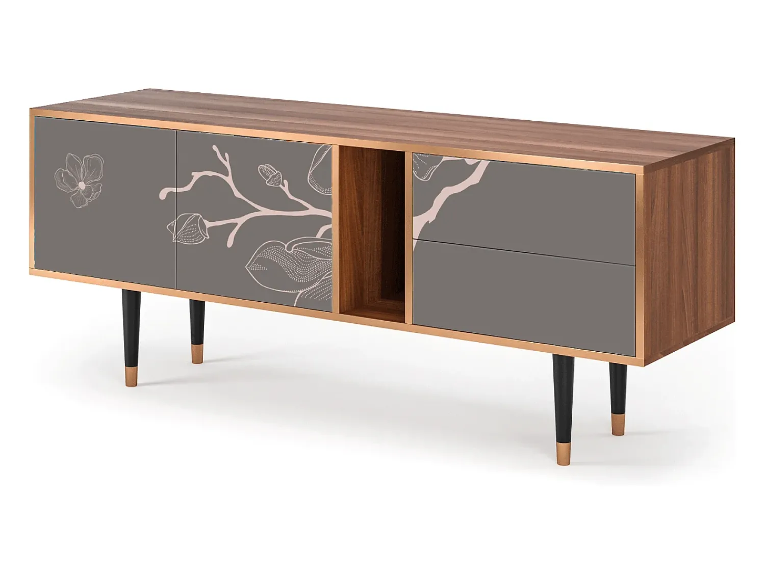 Móvel De Tv| Mueble de TV - 170х69х48 cm - T1 - Cherry Blossom, Nogueira Castanho