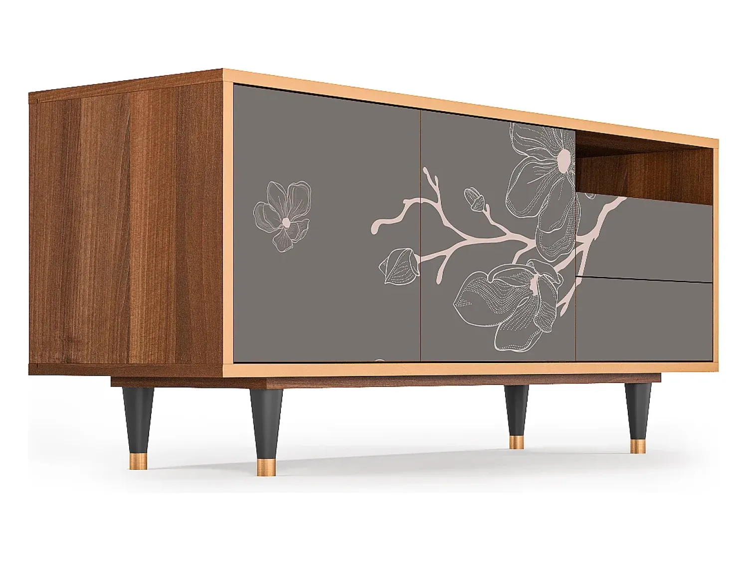 Mueble de TV - 125х56х41 cm - T7 - Cherry Blossom, Nogueira^ Móvel De Tv