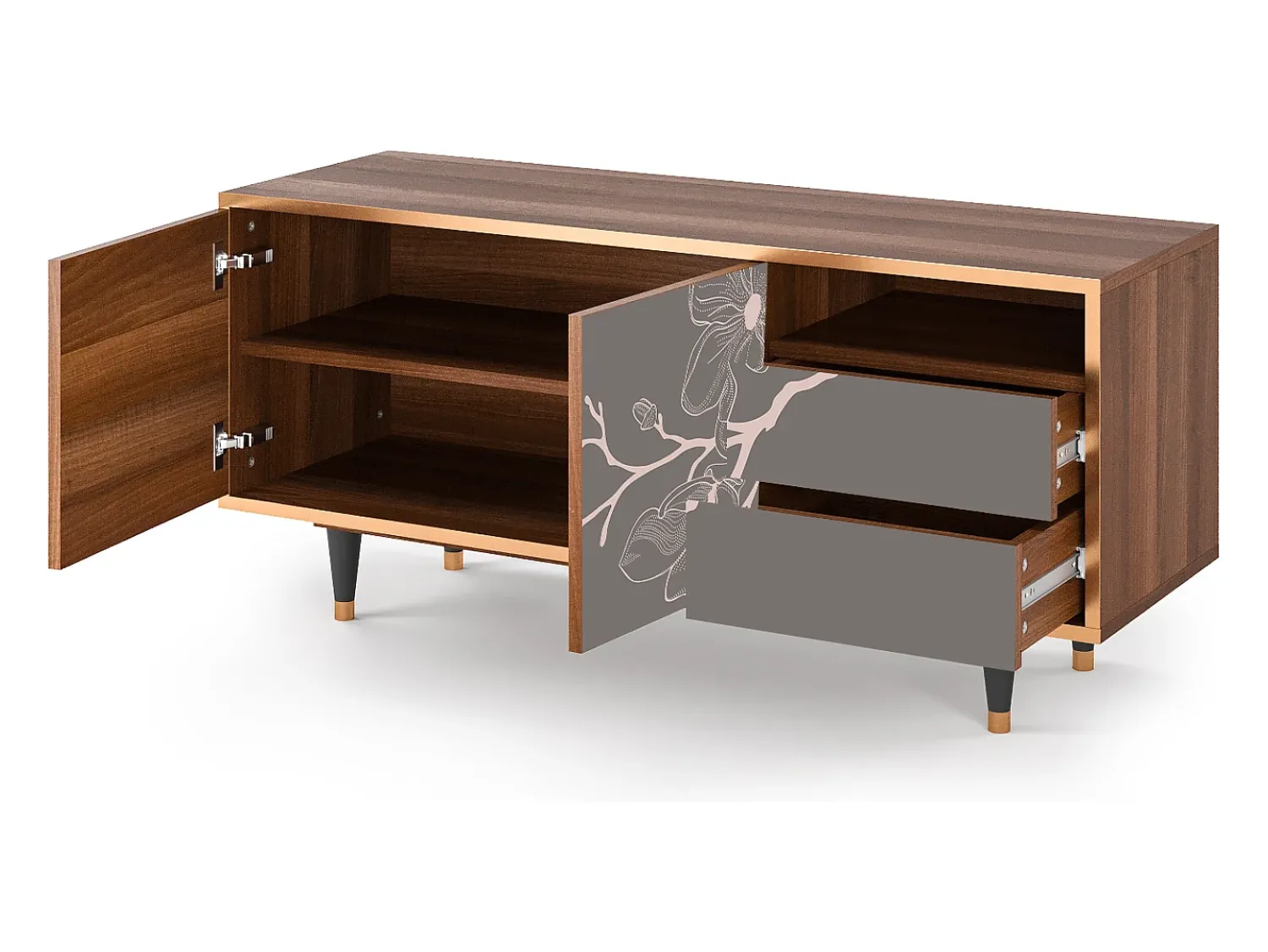 Mueble de TV - 125х56х41 cm - T7 - Cherry Blossom, Nogueira^ Móvel De Tv