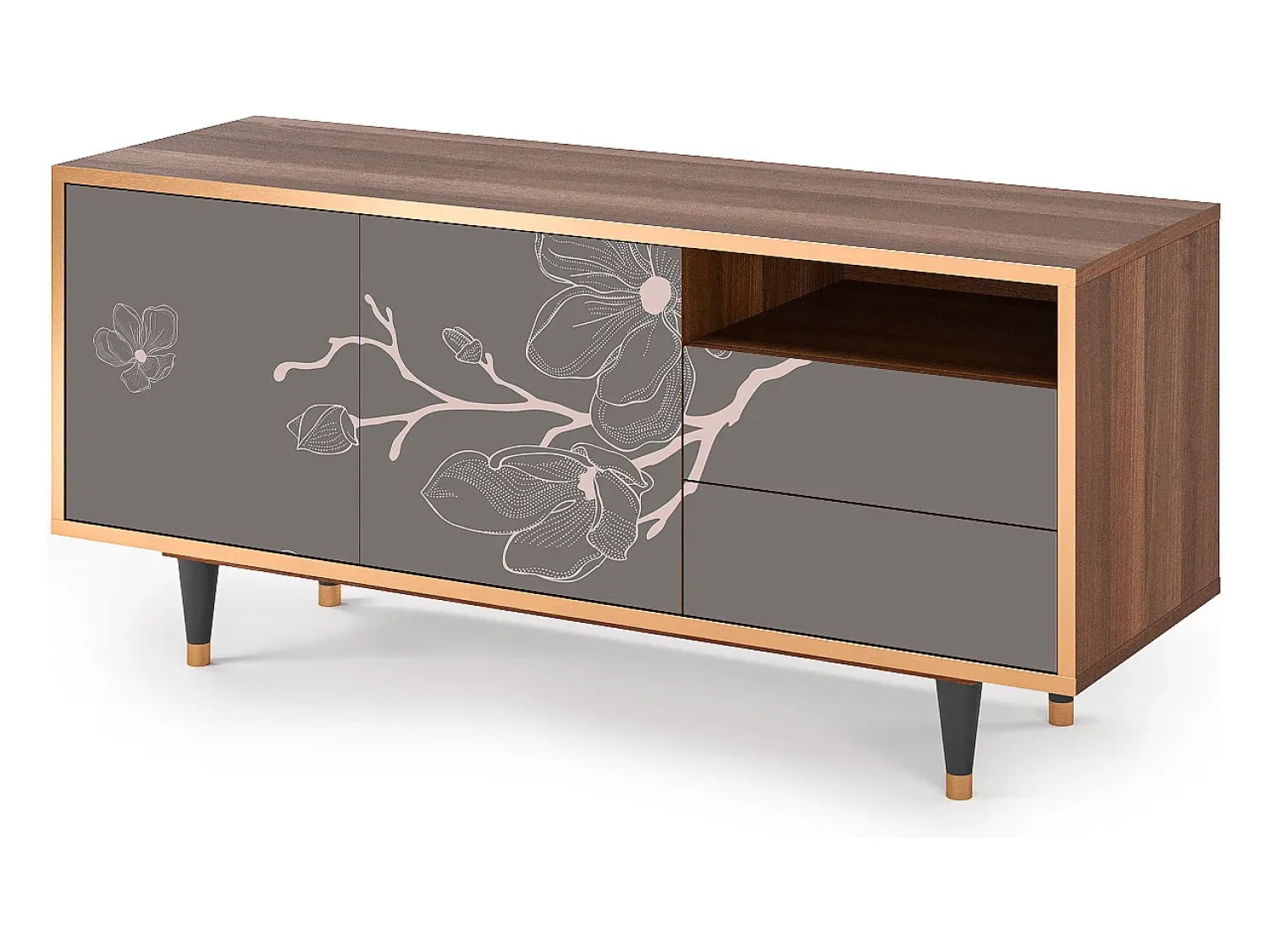 Mueble de TV - 125х56х41 cm - T7 - Cherry Blossom, Nogueira^ Móvel De Tv