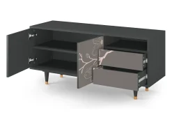 Online Mueble de TV - 125х56х41 cm - T7 - Cherry Blossom, Antracite Cinza antracite