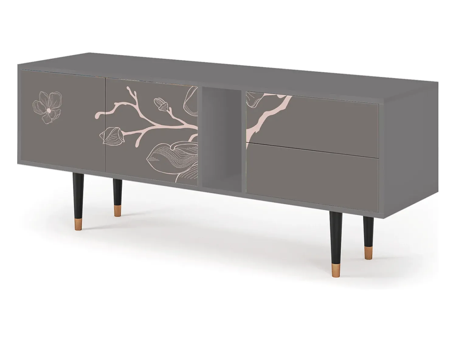 Móvel De Tv| Mueble de TV - 170х69х48 cm - T1 - Cherry Blossom, Cinza Cinzento