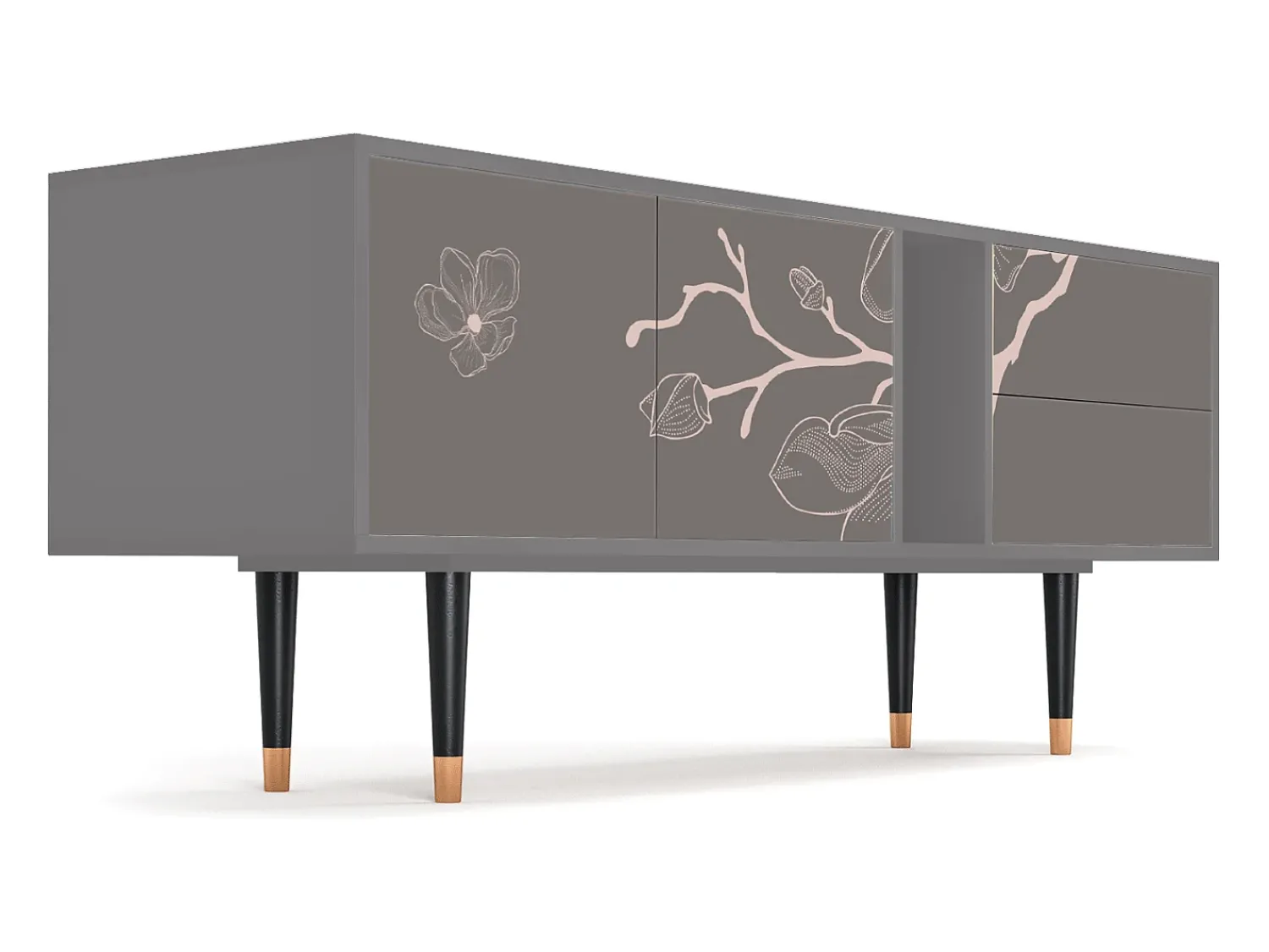 Móvel De Tv| Mueble de TV - 170х69х48 cm - T1 - Cherry Blossom, Cinza Cinzento