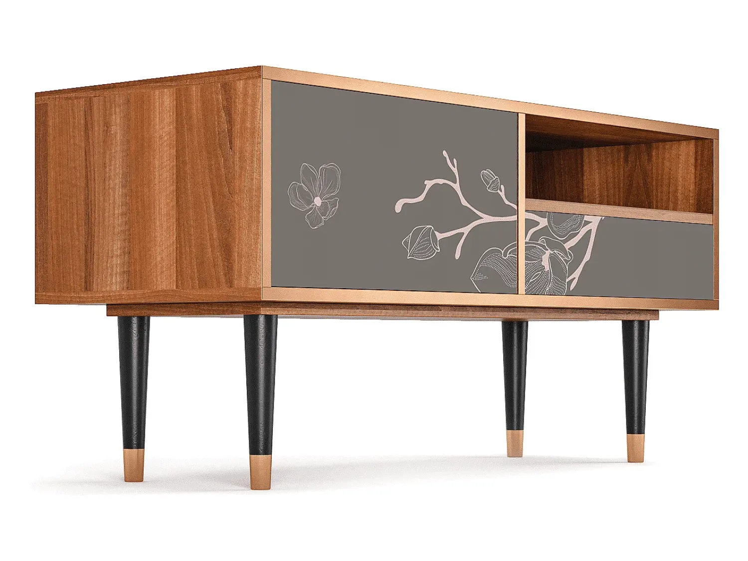 Clearance Mueble de TV - 115х59х48 cm - T3 - Cherry Blossom, Nogueira Castanho