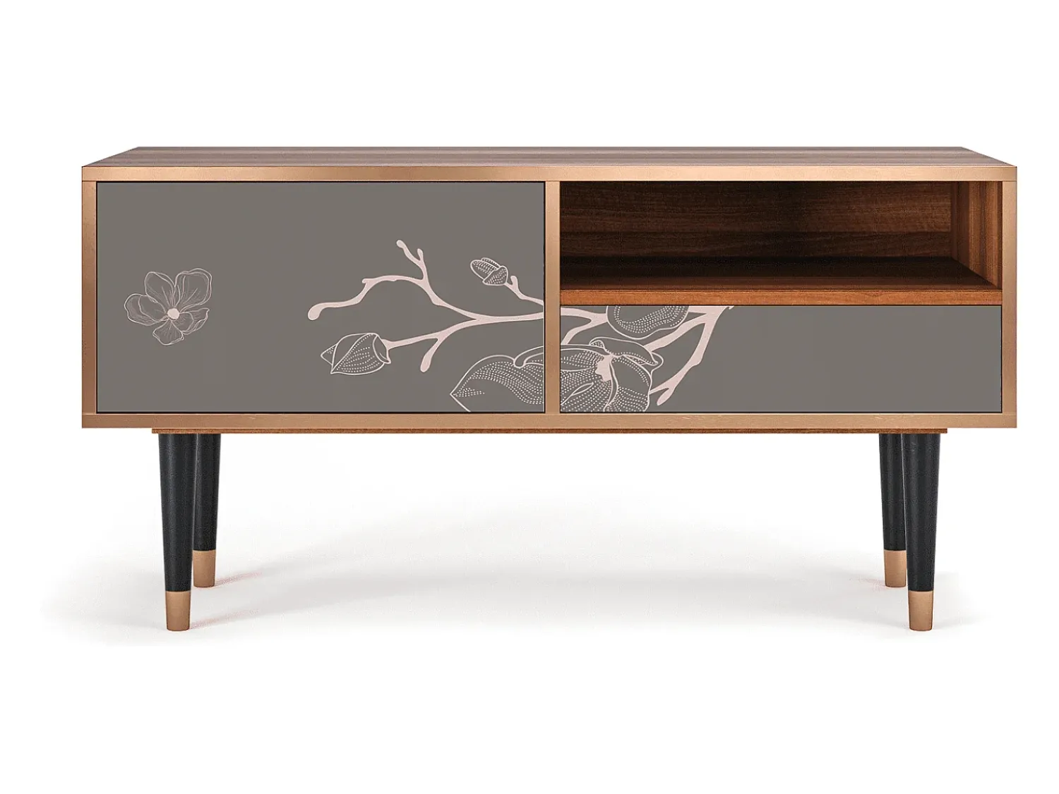 Clearance Mueble de TV - 115х59х48 cm - T3 - Cherry Blossom, Nogueira Castanho