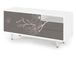 Mueble de TV - 125х56х41 cm - T7 - Cherry Blossom, Branco^ Móvel De Tv