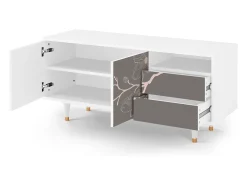 Mueble de TV - 125х56х41 cm - T7 - Cherry Blossom, Branco^ Móvel De Tv