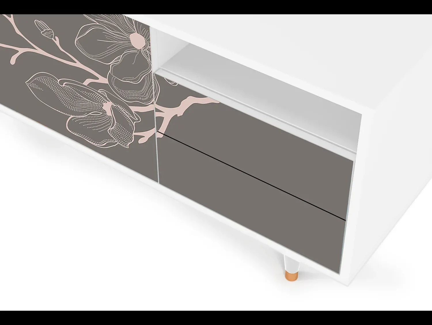 Mueble de TV - 125х56х41 cm - T7 - Cherry Blossom, Branco^ Móvel De Tv