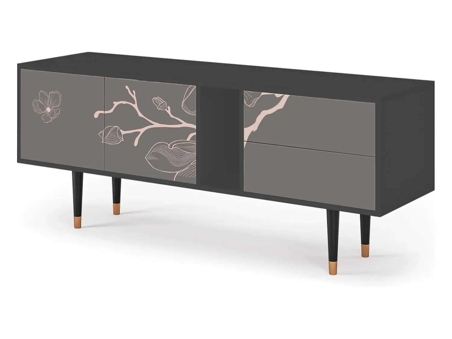 Discount Mueble de TV - 170х69х48 cm - T1 - Cherry Blossom, Antracite Cinza antracite