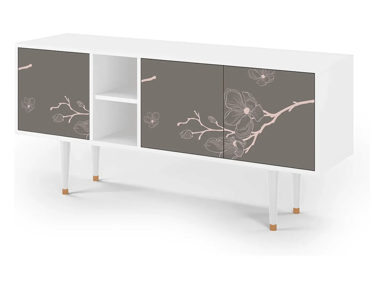 Móvel De Tv| Mueble de TV - 150х69х41 cm - T5 - Cherry Blossom, Branco Bege