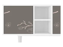 Móvel De Tv| Mueble de TV - 150х69х41 cm - T5 - Cherry Blossom, Branco Bege
