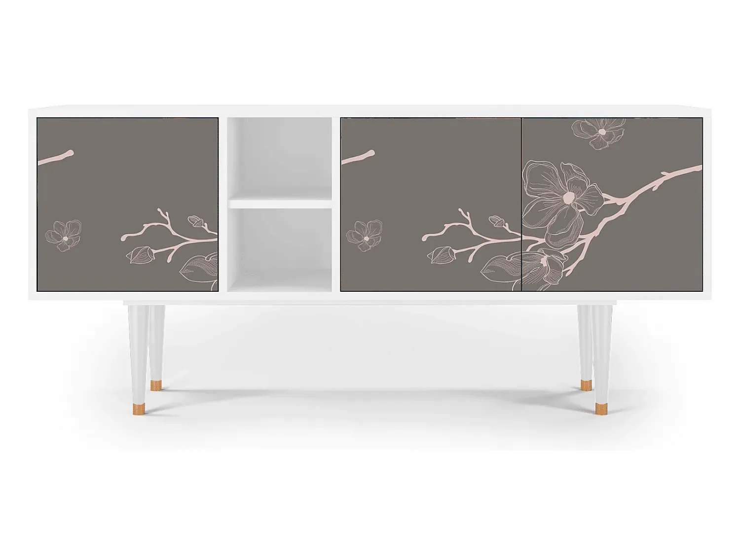 Móvel De Tv| Mueble de TV - 150х69х41 cm - T5 - Cherry Blossom, Branco Bege