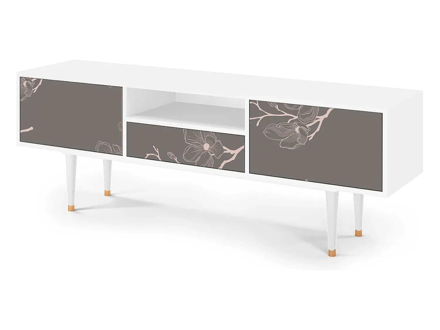 Móvel De Tv* Mueble de TV - 170х59х41 cm - T6 - Cherry Blossom, Branco Bege