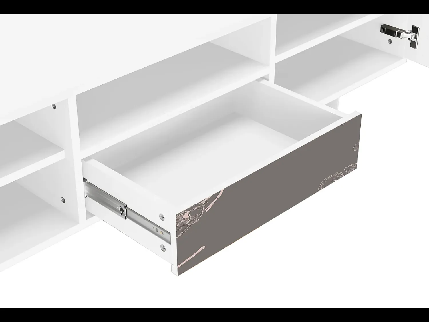 Móvel De Tv* Mueble de TV - 170х59х41 cm - T6 - Cherry Blossom, Branco Bege