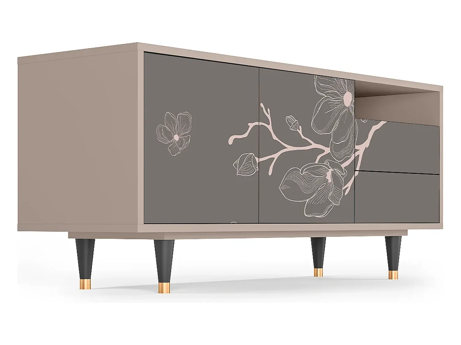 Mueble de TV - 125х56х41 cm - T7 - Cherry Blossom, Latte^ Móvel De Tv