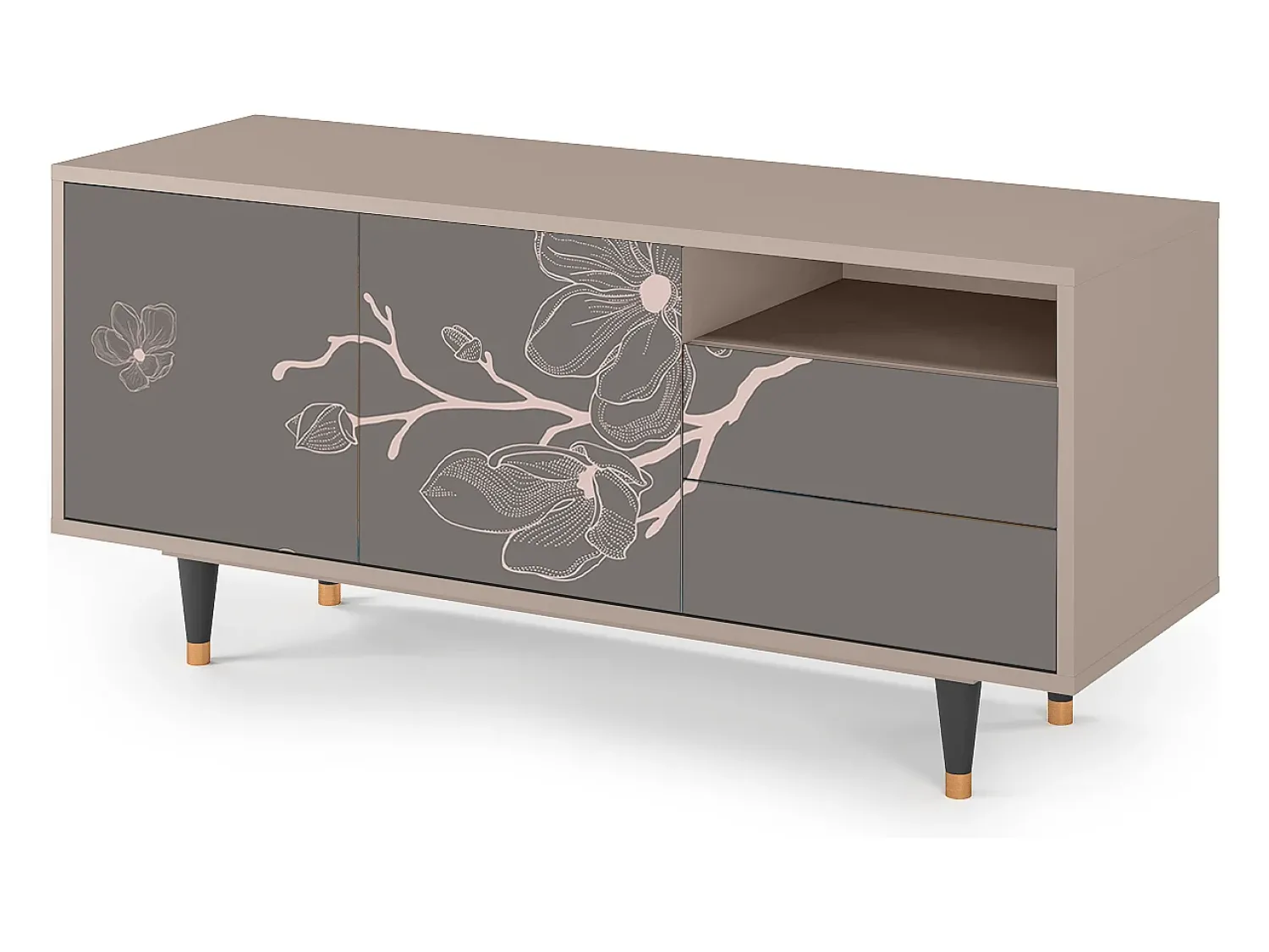 Mueble de TV - 125х56х41 cm - T7 - Cherry Blossom, Latte^ Móvel De Tv