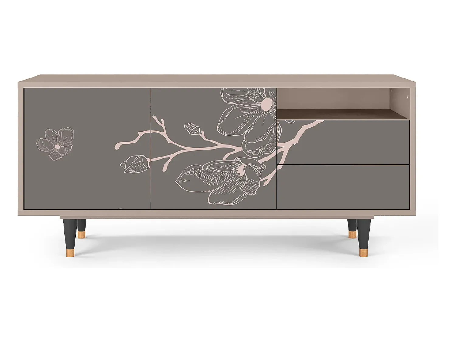 Mueble de TV - 125х56х41 cm - T7 - Cherry Blossom, Latte^ Móvel De Tv