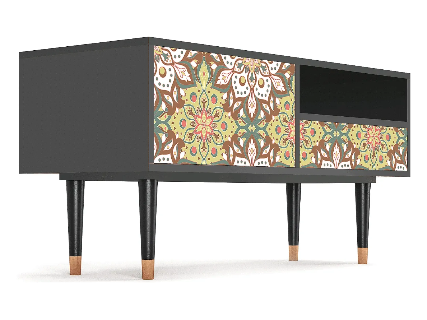New Mueble de TV - 115х59х48 cm - T3 - Chinese Tea, Antracite Cinza antracite