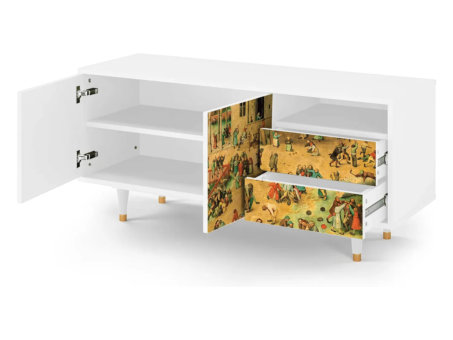 Móvel De Tv* Mueble de TV - 125х56х41 cm - T7 - Children Games, Branco Bege