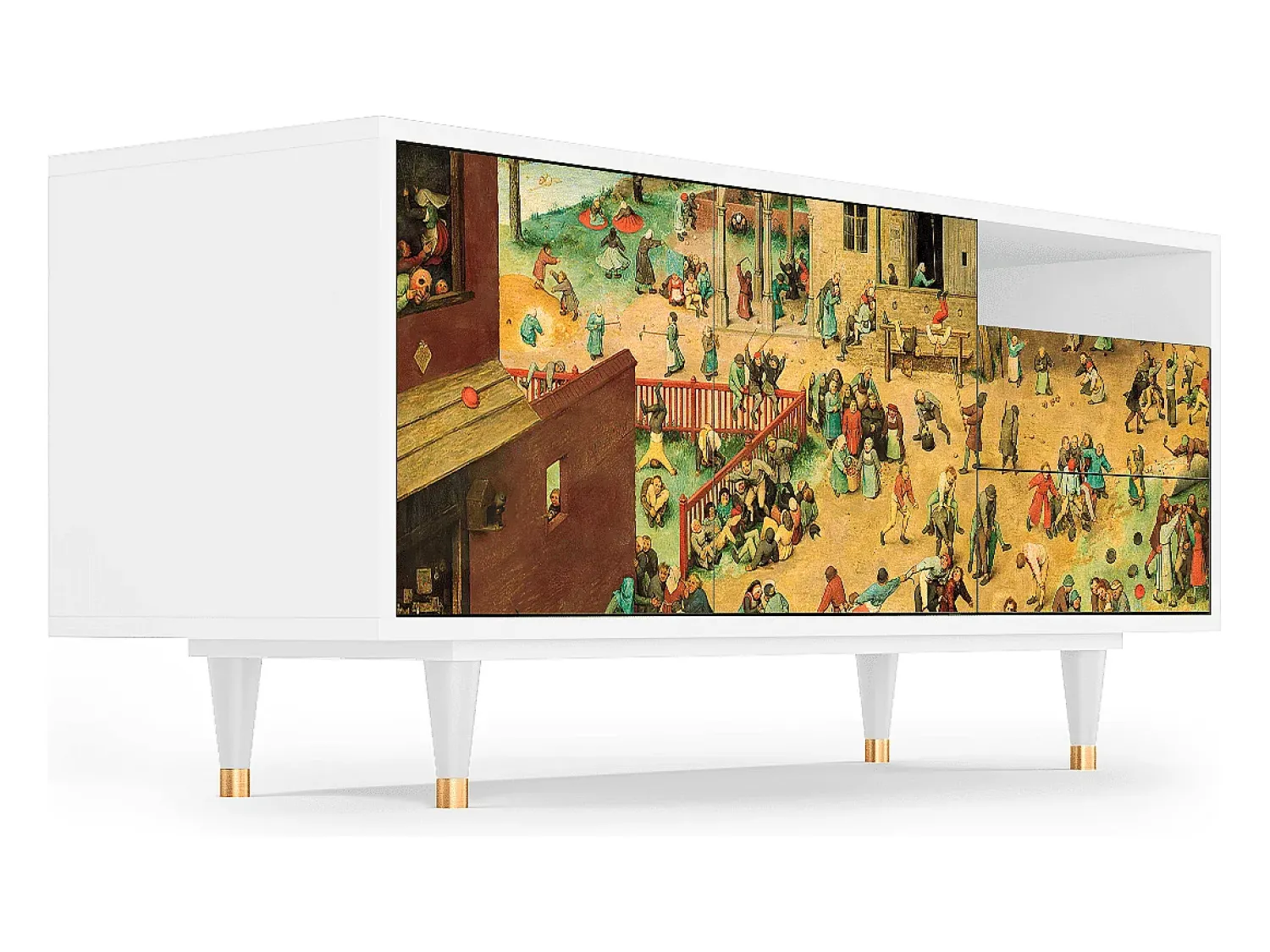 Móvel De Tv* Mueble de TV - 125х56х41 cm - T7 - Children Games, Branco Bege