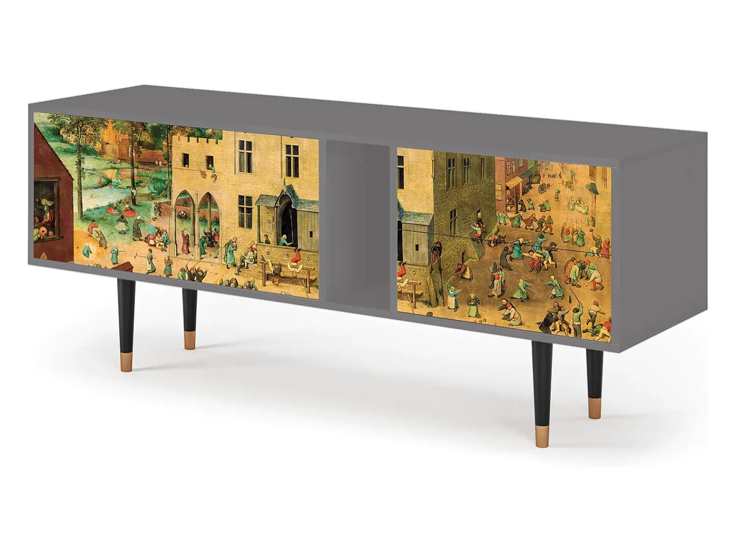 Móvel De Tv* Mueble de TV - 170х69х48 cm - T1 - Children Games, Cinza Cinzento
