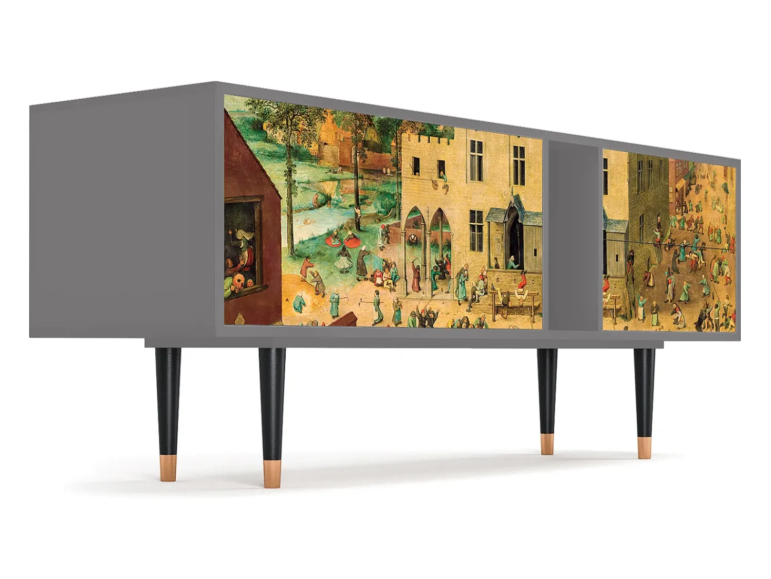 Móvel De Tv* Mueble de TV - 170х69х48 cm - T1 - Children Games, Cinza Cinzento