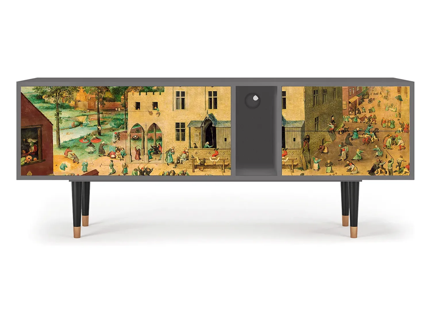 Móvel De Tv* Mueble de TV - 170х69х48 cm - T1 - Children Games, Cinza Cinzento