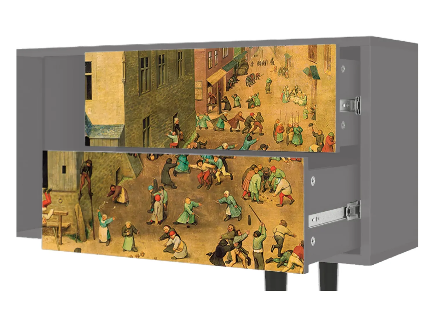 Móvel De Tv* Mueble de TV - 170х69х48 cm - T1 - Children Games, Cinza Cinzento